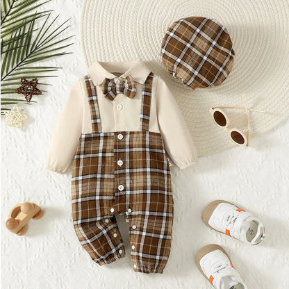 Two-Piece Baby Boy Bow Gentleman Jumpsuit- Spraykis