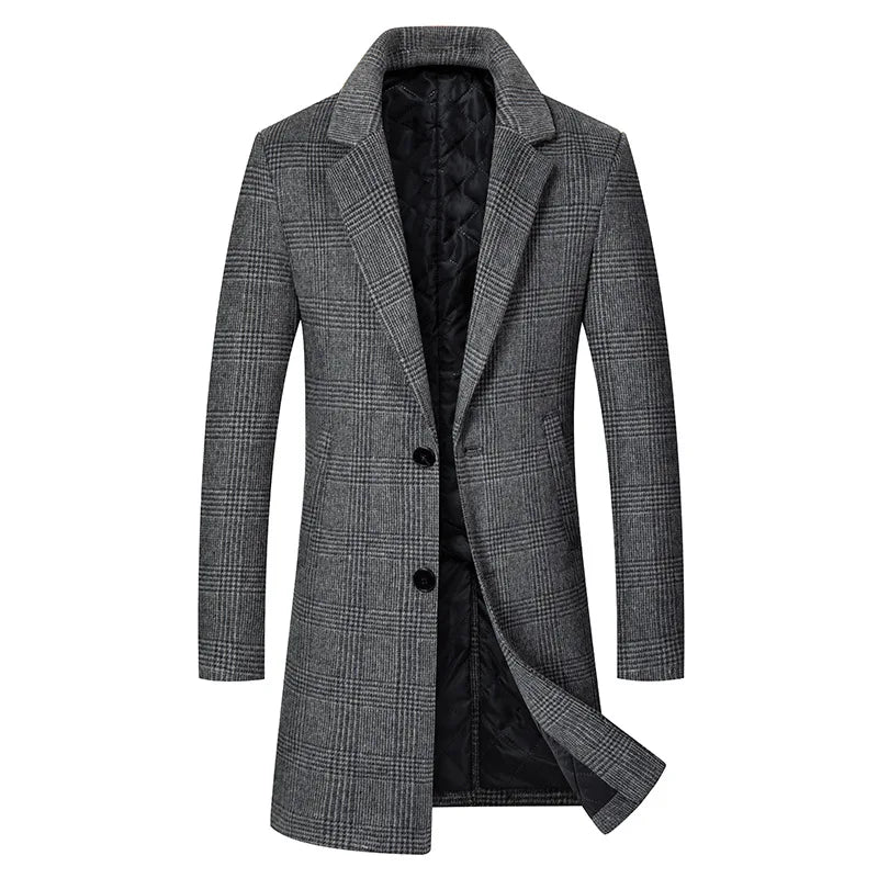 Men’s Cashmere Wool Blend Long Winter Trench Coat – Refined Warmth & Timeless Elegance