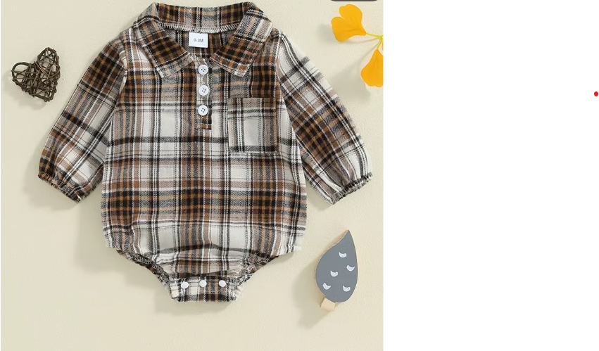 Baby Boy Plaid Romper Pocket Lapel Neck Long Sleeve