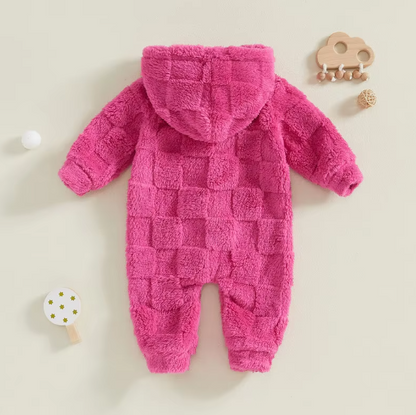 0 to 12 Months Baby Girl Boy Fleece Hooded Romper