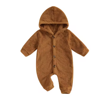 0 to 12 Months Baby Girl Boy Fleece Hooded Romper