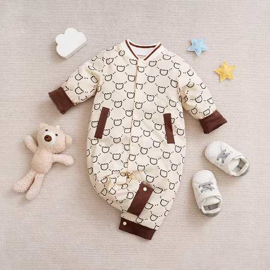 Cute Cartoon Little Bear Full Print Cotton Comfortable Casual Romper