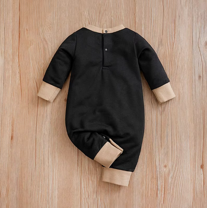 Cute Cartoon Teddy Bear Short Plush Embroidered Long Sleeve Baby Romper