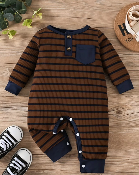 Newborn Baby Boys Striped Long sleeved Romper