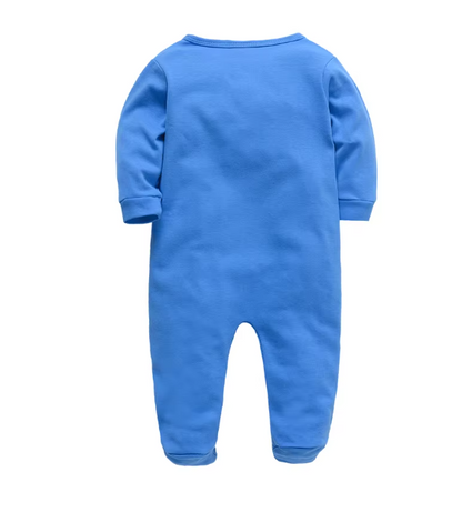 Spring Baby Clothing Cotton Blue Bear Print Romper Newborn Overalls Pajamas