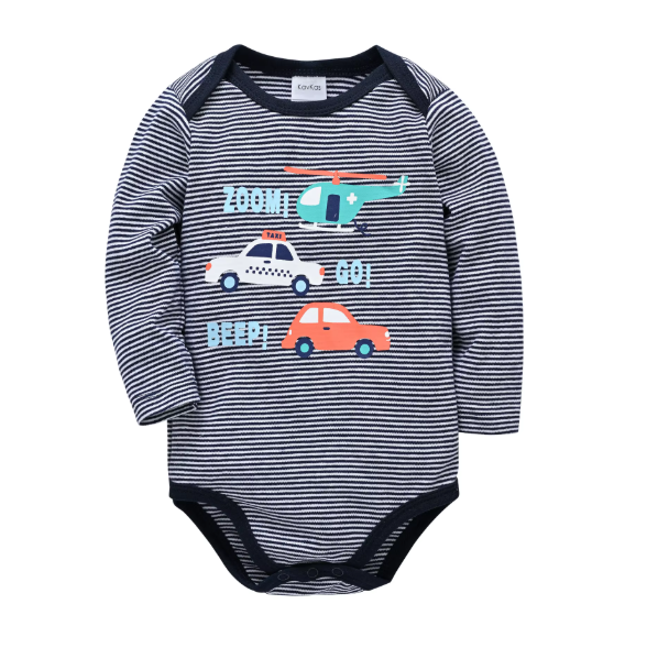 Pure Cotton Romper striped Dinosaur Long Sleeve onesie