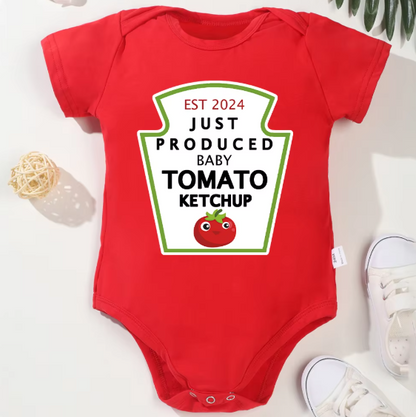 Just Produced Baby Tomato Ketchup Cute Baby Onesie