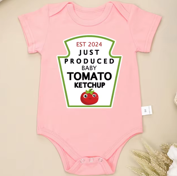 Just Produced Baby Tomato Ketchup Cute Baby Onesie