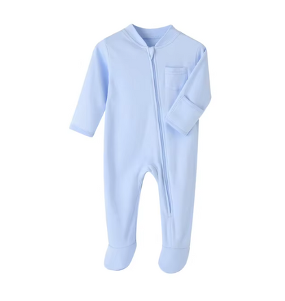 Cotton Newborn Baby Solid Color zip-up Romper