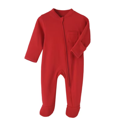 Cotton Newborn Baby Solid Color zip-up Romper