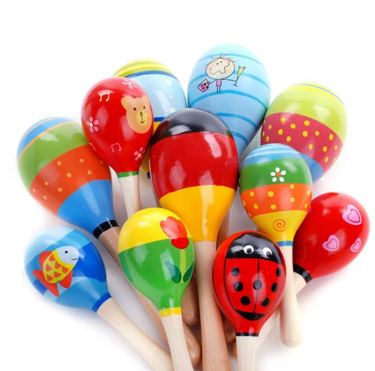 1pc Baby Kid Wooden Ball Toy Sand Hammer Rattle