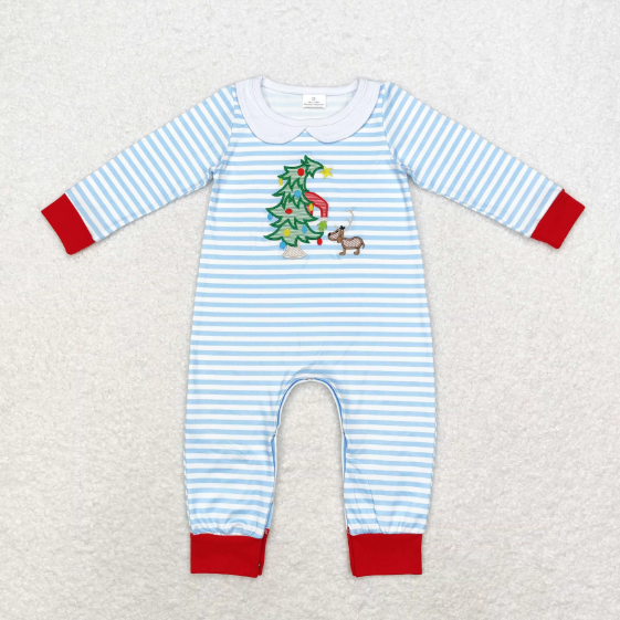 Newborn Christmas One Piece Baby Boy Embroidery Santa Romper