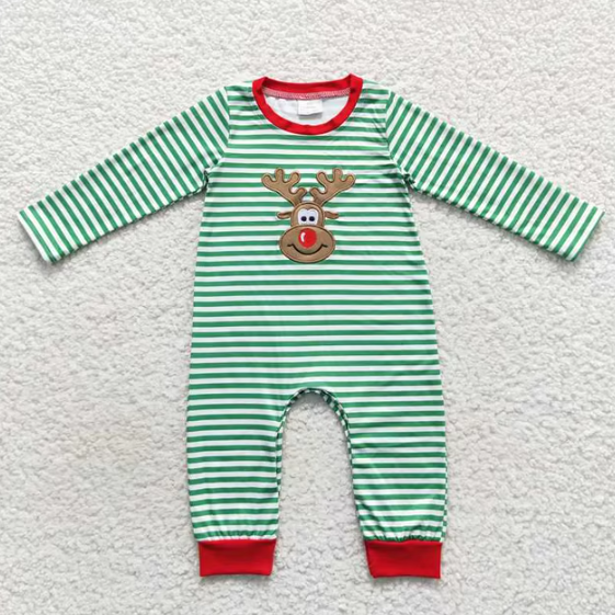 Newborn Christmas One Piece Baby Boy Embroidery Santa Romper