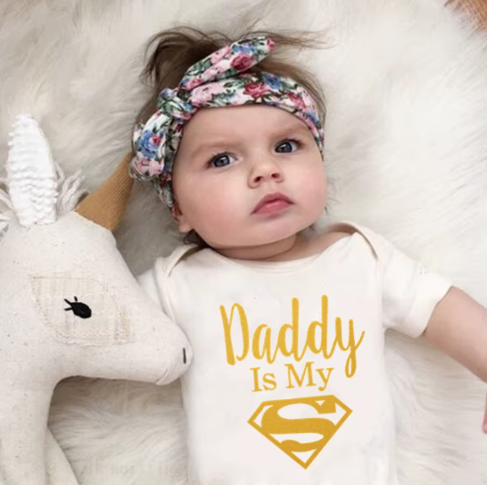 Baby Romper Newborn Baby Boys Girls Clothes Gold Daddy Is My Hero