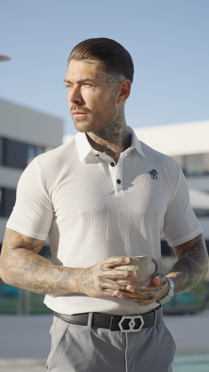 Prestigio: Wrinkle-Free Textured Slim Fit Polo Shirt Summer