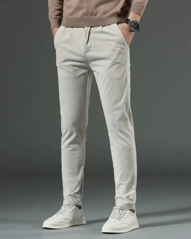 Charles Noble Corduroy Chinos – Men’s Slim Fit Trousers with Soft Textured Fabric
