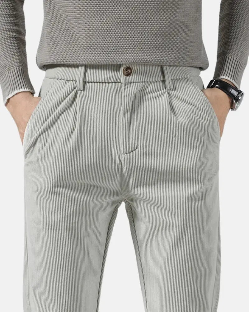 Charles Noble Corduroy Chinos – Men’s Slim Fit Trousers with Soft Textured Fabric