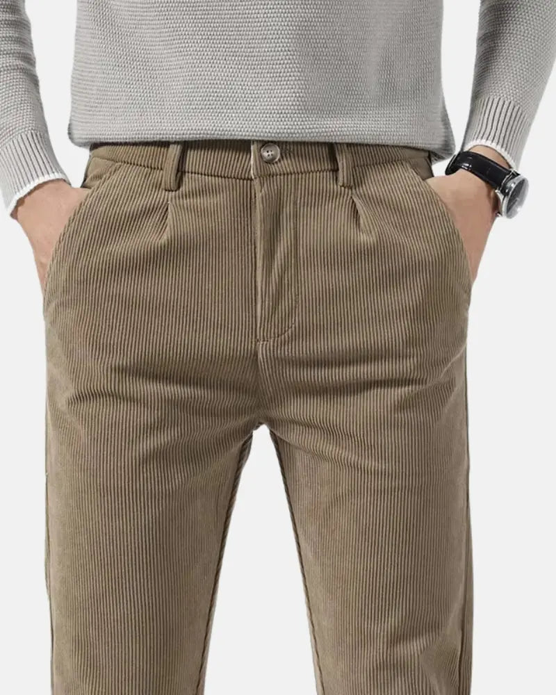 Charles Noble Corduroy Chinos – Men’s Slim Fit Trousers with Soft Textured Fabric
