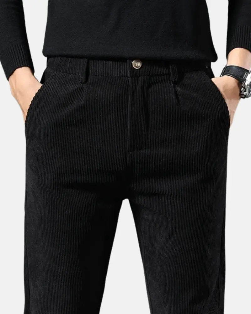 Charles Noble Corduroy Chinos – Men’s Slim Fit Trousers with Soft Textured Fabric