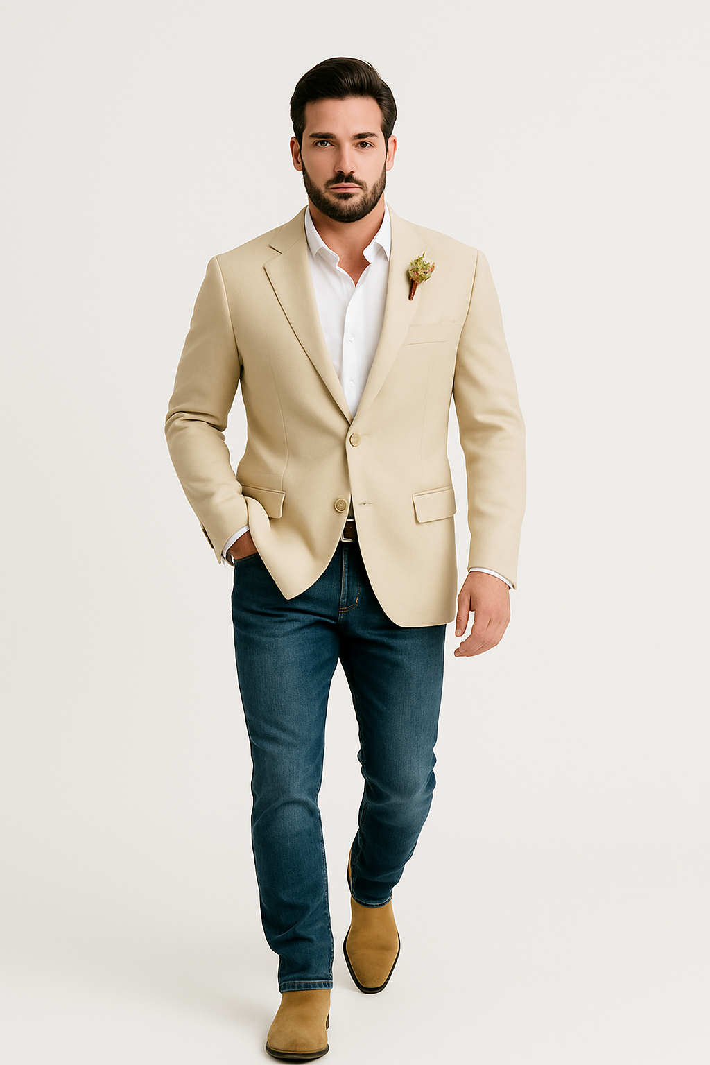 Light Tan Western Men Blazer - Sand Color