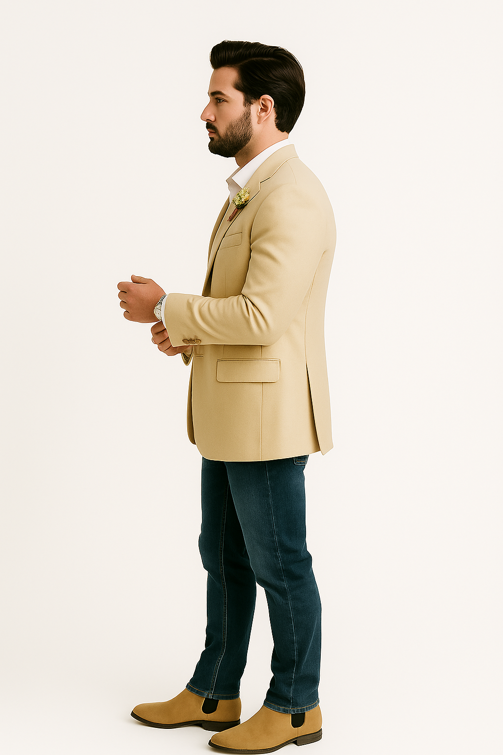 Light Tan Western Men Blazer - Sand Color