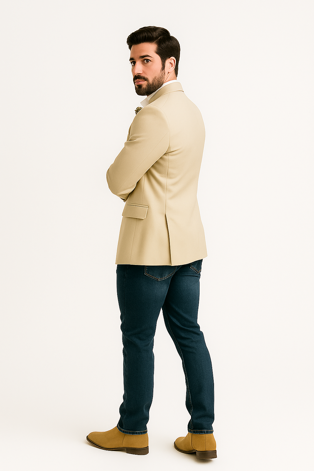 Light Tan Western Men Blazer - Sand Color