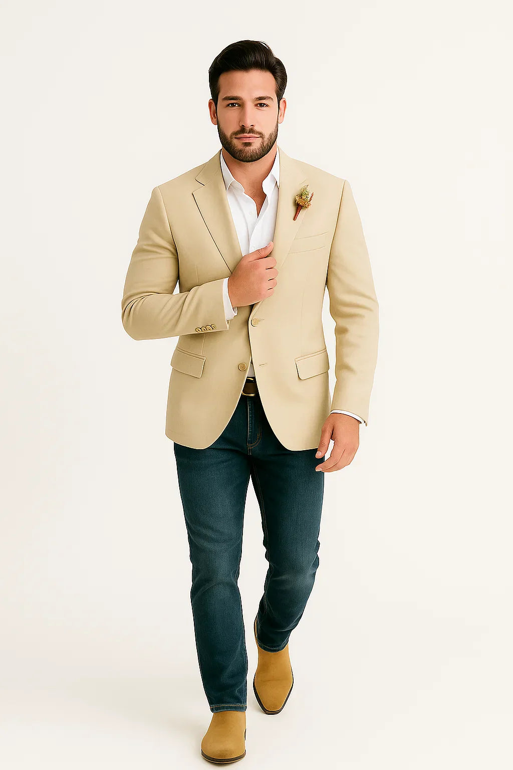 Light Tan Western Men Blazer - Sand Color