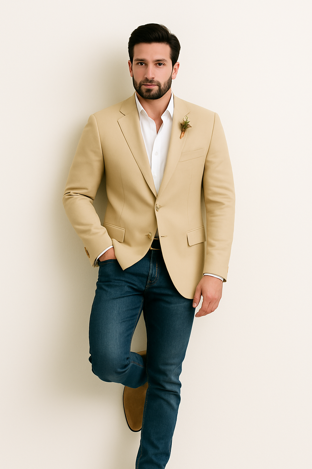 Light Tan Western Men Blazer - Sand Color