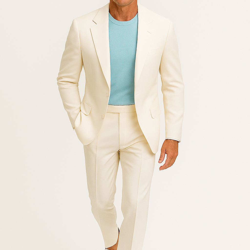 Men’s Don Johnson Miami Vice White Suit – Classic 2-Piece 80s Costume Suit