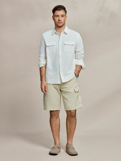 Linen Cotton Turndown Collar Casual Shirt