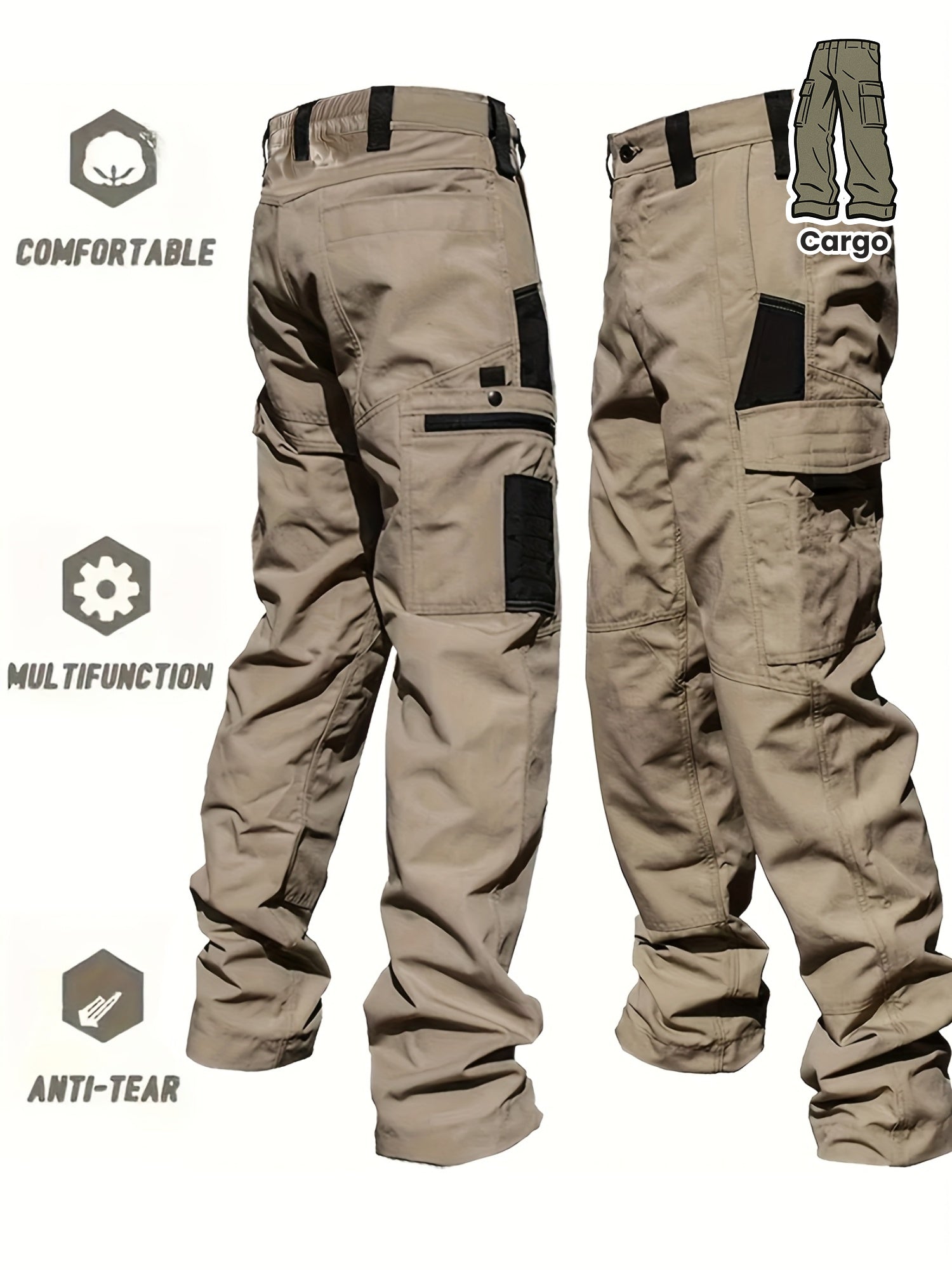 Men’s Outdoor Cargo Pants – Anti-Tear, Multi-Pocket Work Trousers