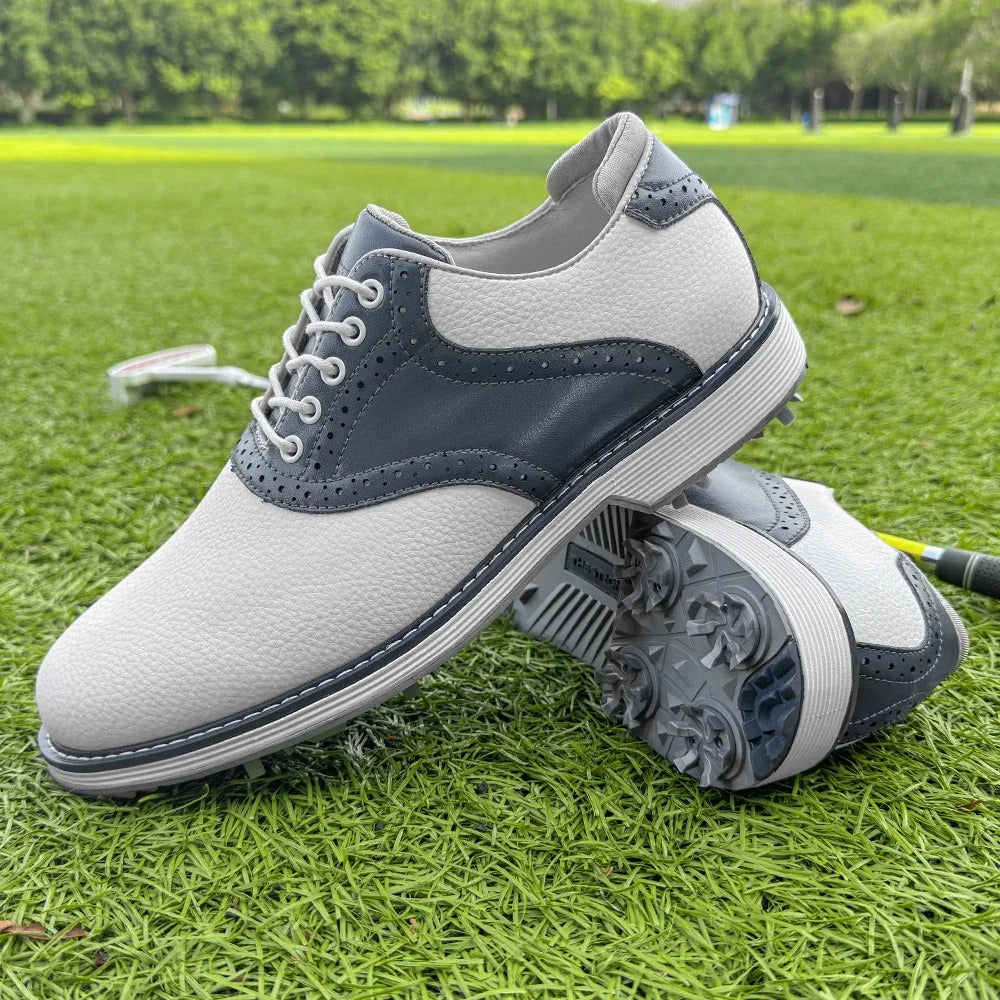The Fairway Brogue Golf Sneakers – Men’s Leather Golf Shoes with Classic Wingtip Design