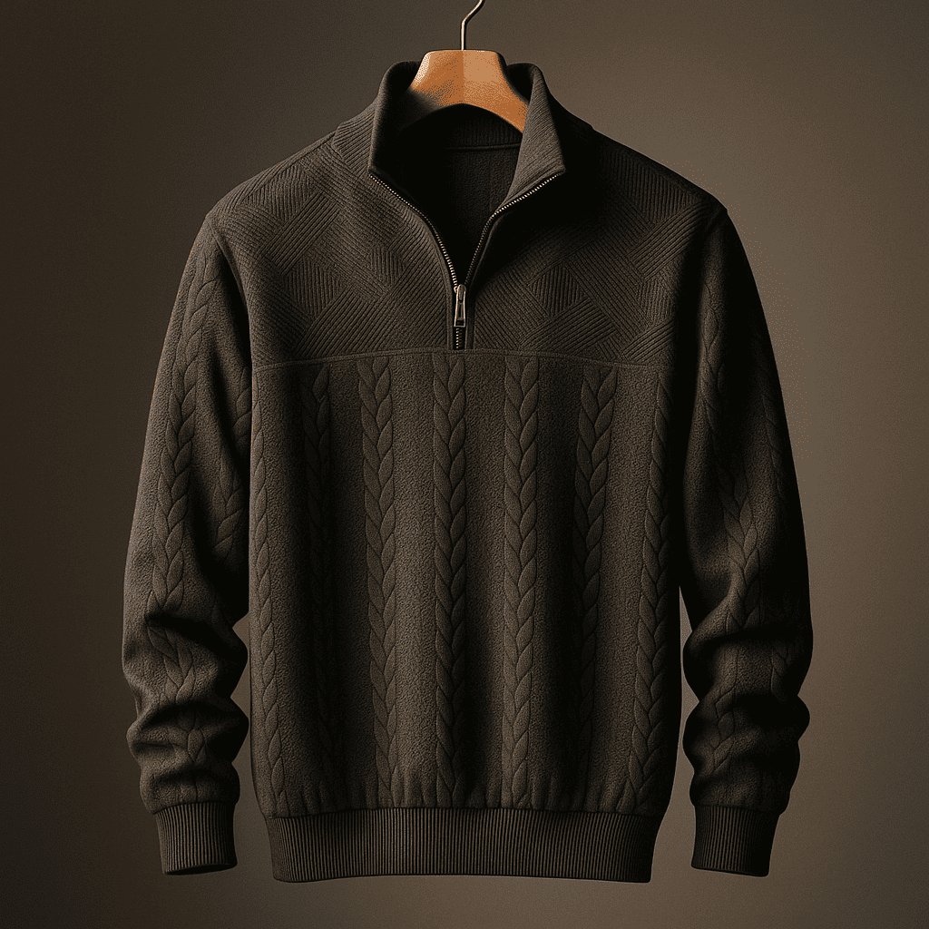Harbor Men Detailed Knit Quarter-Zip Sweater