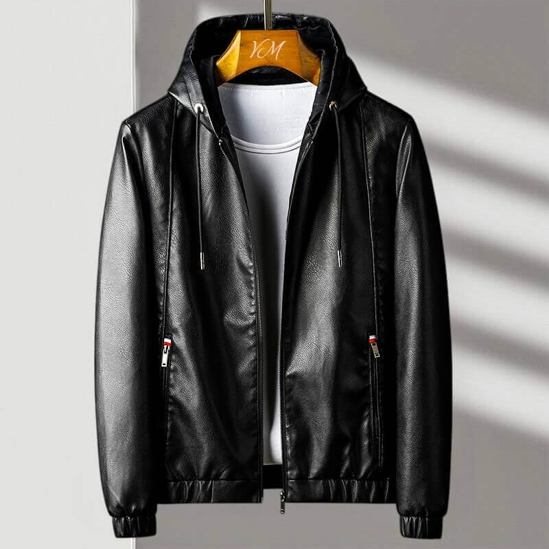 Aspen Hooded Men Casual Leather Jacket