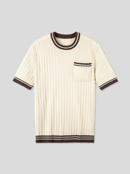 GentleKnit Vintage Style Short Sleeve Knitted T-Shirt