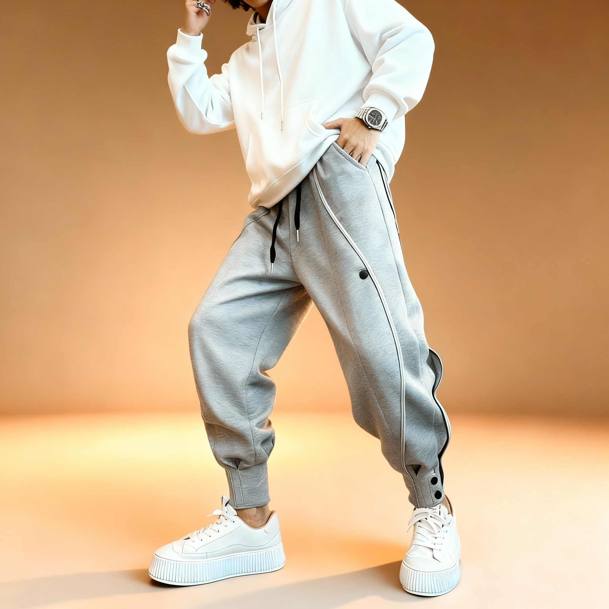 Wave Maker Ankle Cuff Men Drawstring Waist Joggers