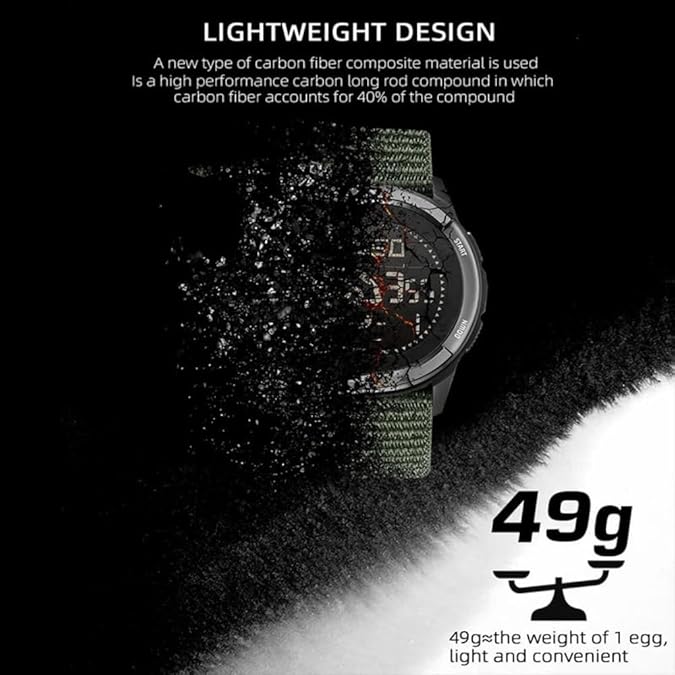 Lightweight Carbon Fiber Outdoor Watch – Men’s 50m Waterproof Sport Wristwatch