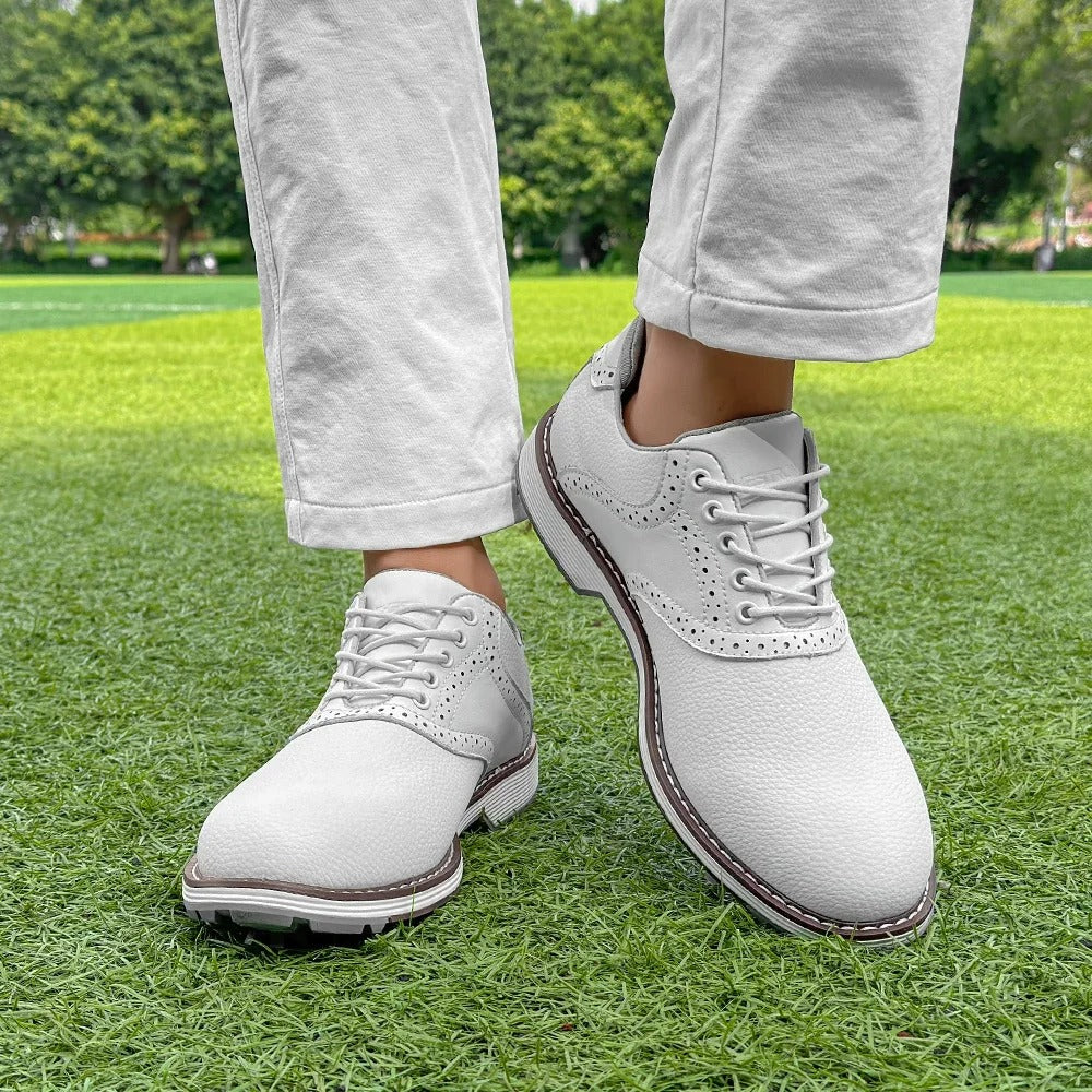 The Fairway Brogue Golf Sneakers – Men’s Leather Golf Shoes with Classic Wingtip Design