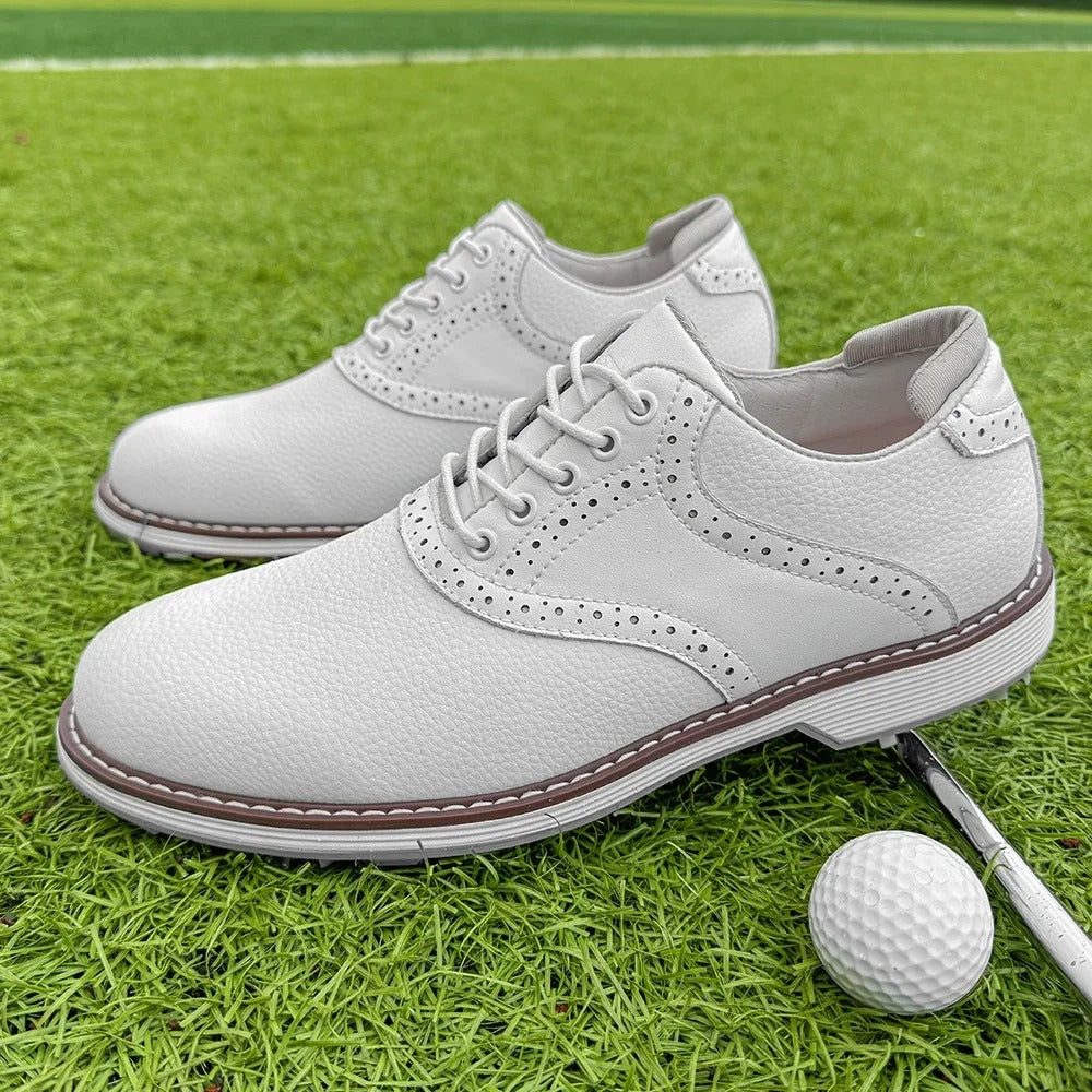 The Fairway Brogue Golf Sneakers – Men’s Leather Golf Shoes with Classic Wingtip Design