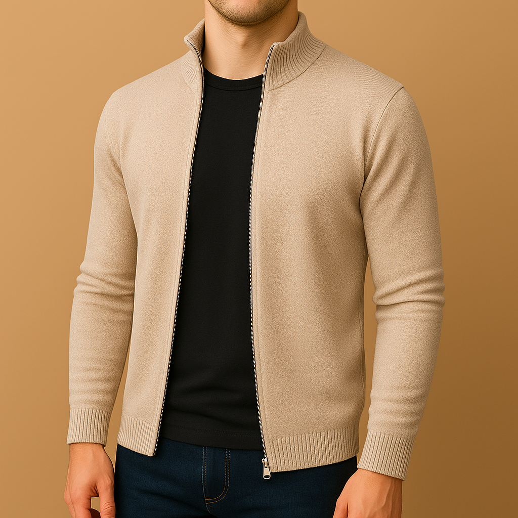 Coen Men’s Chic Zip Vest – Elegant Knitted Layer | Modern Smart-Casual Cardigan