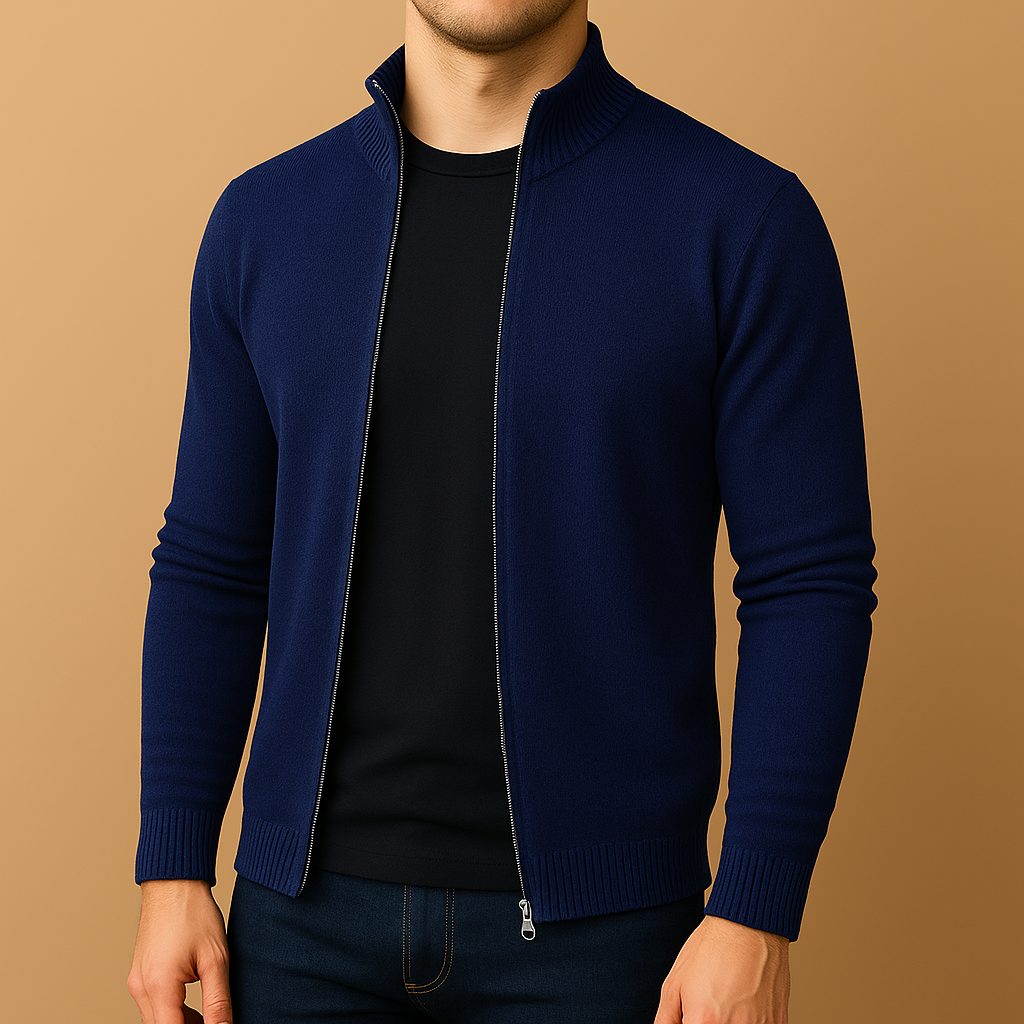 Coen Men’s Chic Zip Vest – Elegant Knitted Layer | Modern Smart-Casual Cardigan