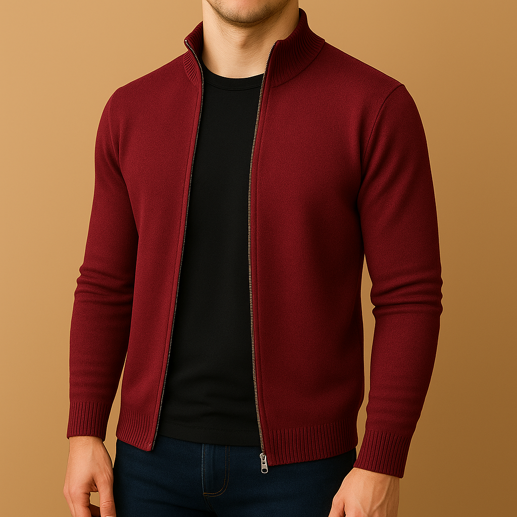Coen Men’s Chic Zip Vest – Elegant Knitted Layer | Modern Smart-Casual Cardigan