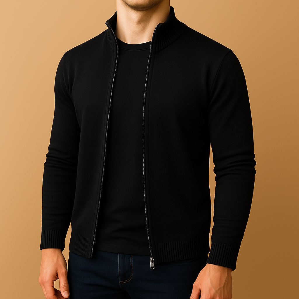 Coen Men’s Chic Zip Vest – Elegant Knitted Layer | Modern Smart-Casual Cardigan