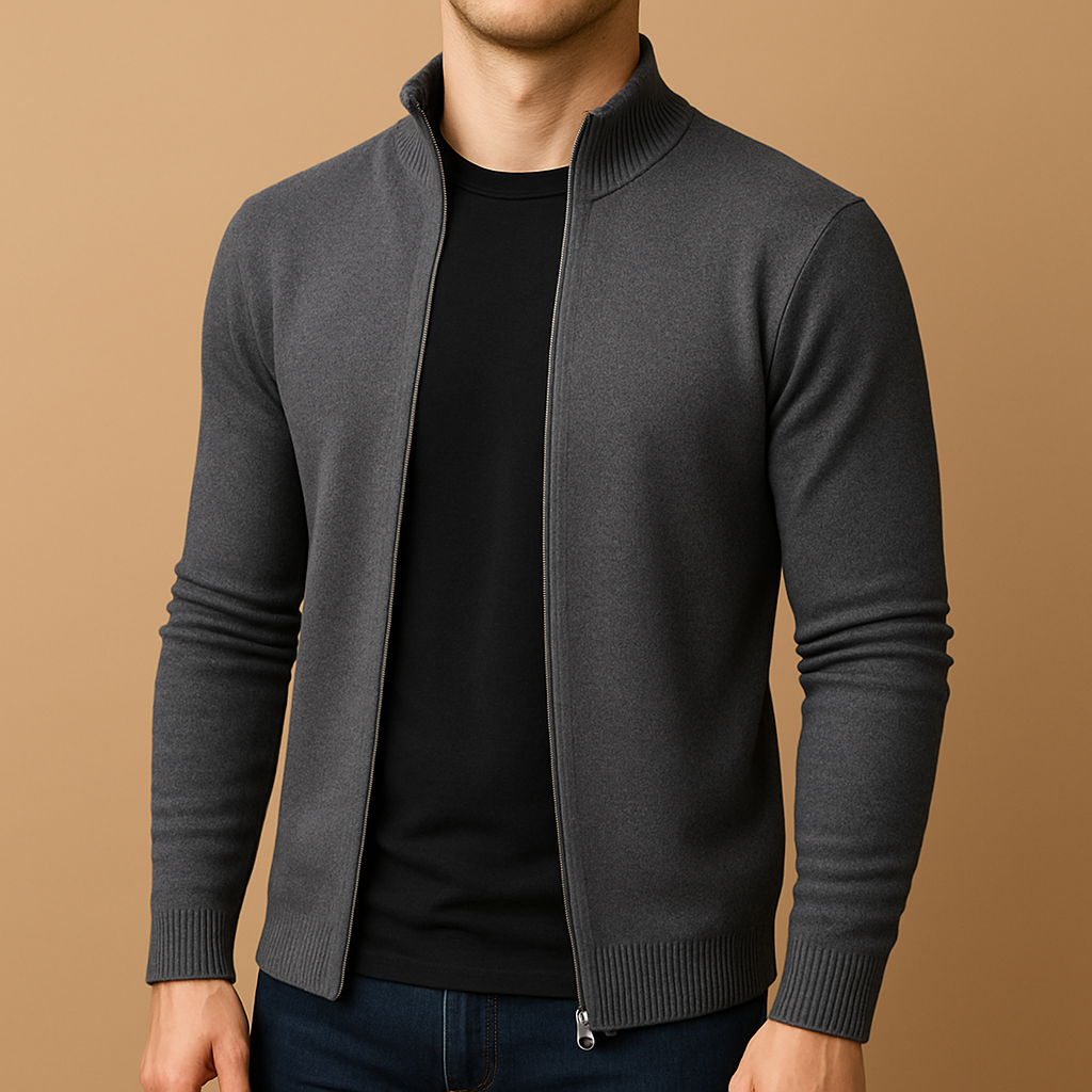 Coen Men’s Chic Zip Vest – Elegant Knitted Layer | Modern Smart-Casual Cardigan