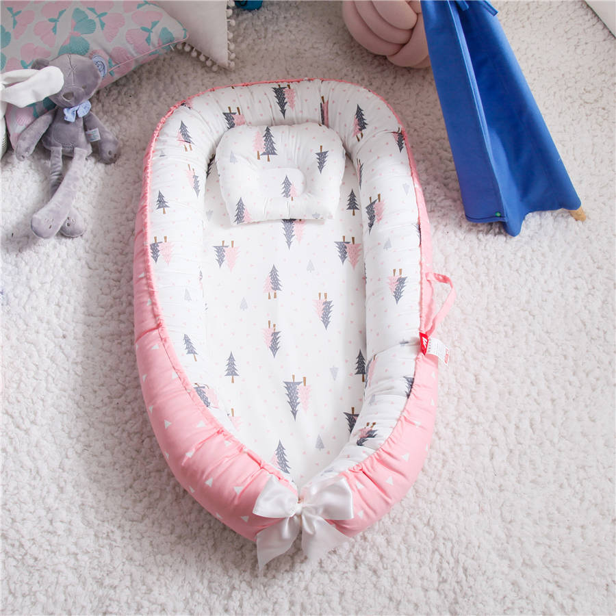 Newborn Bed Nest Baby Lounger Pink Forest Spraykis