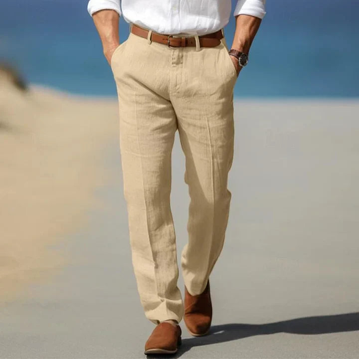 Men’s Linen Summer Pants – Lightweight Relaxed Fit Trousers Breathable Natural Fabric