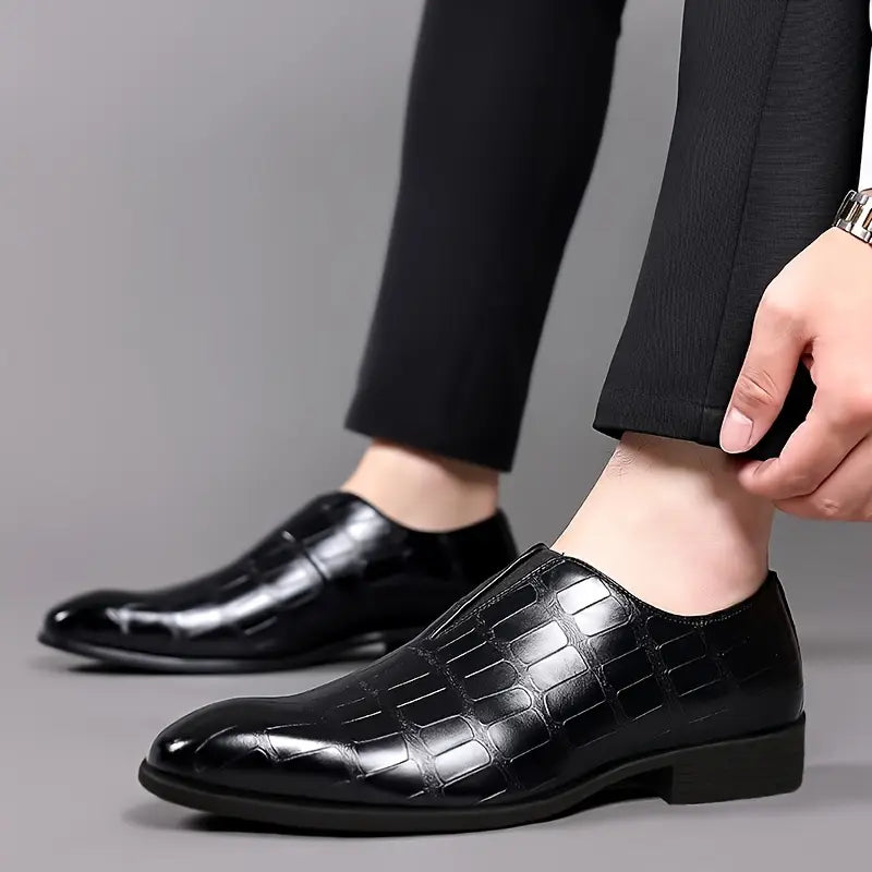 Spraykis | Men's Slip-On Business Casual Shoes – Low-Top Square Toe with Gradient Design