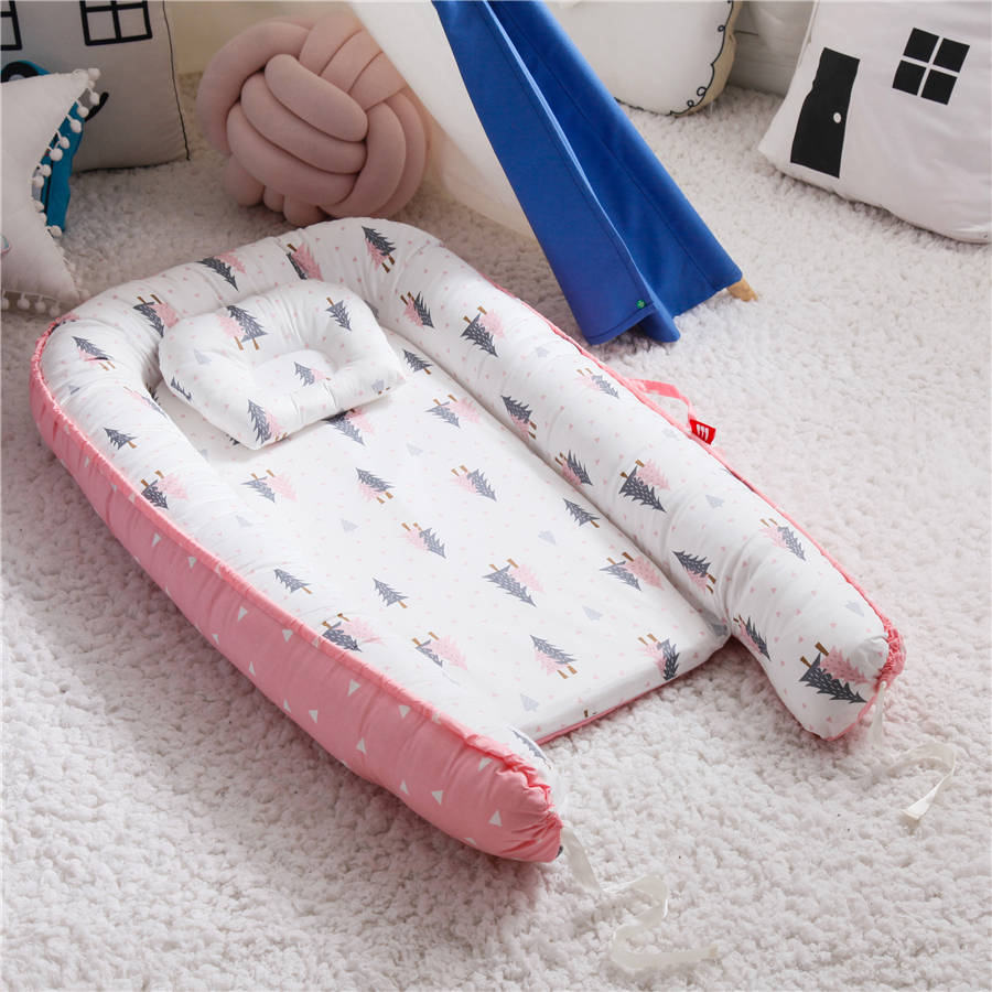 Newborn Bed Nest Baby Lounger Pink Forest Spraykis