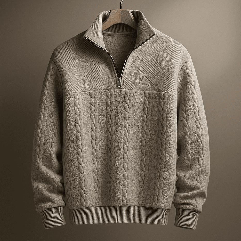 Harbor Men Detailed Knit Quarter-Zip Sweater