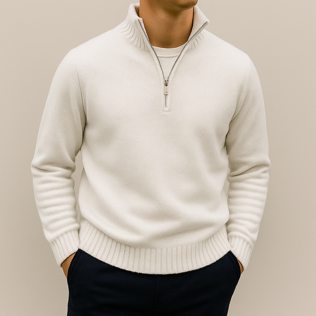 Mathieu Men’s Half-Zip Sweater – Soft Knit Mid-Layer | Modern Everyday Comfort
